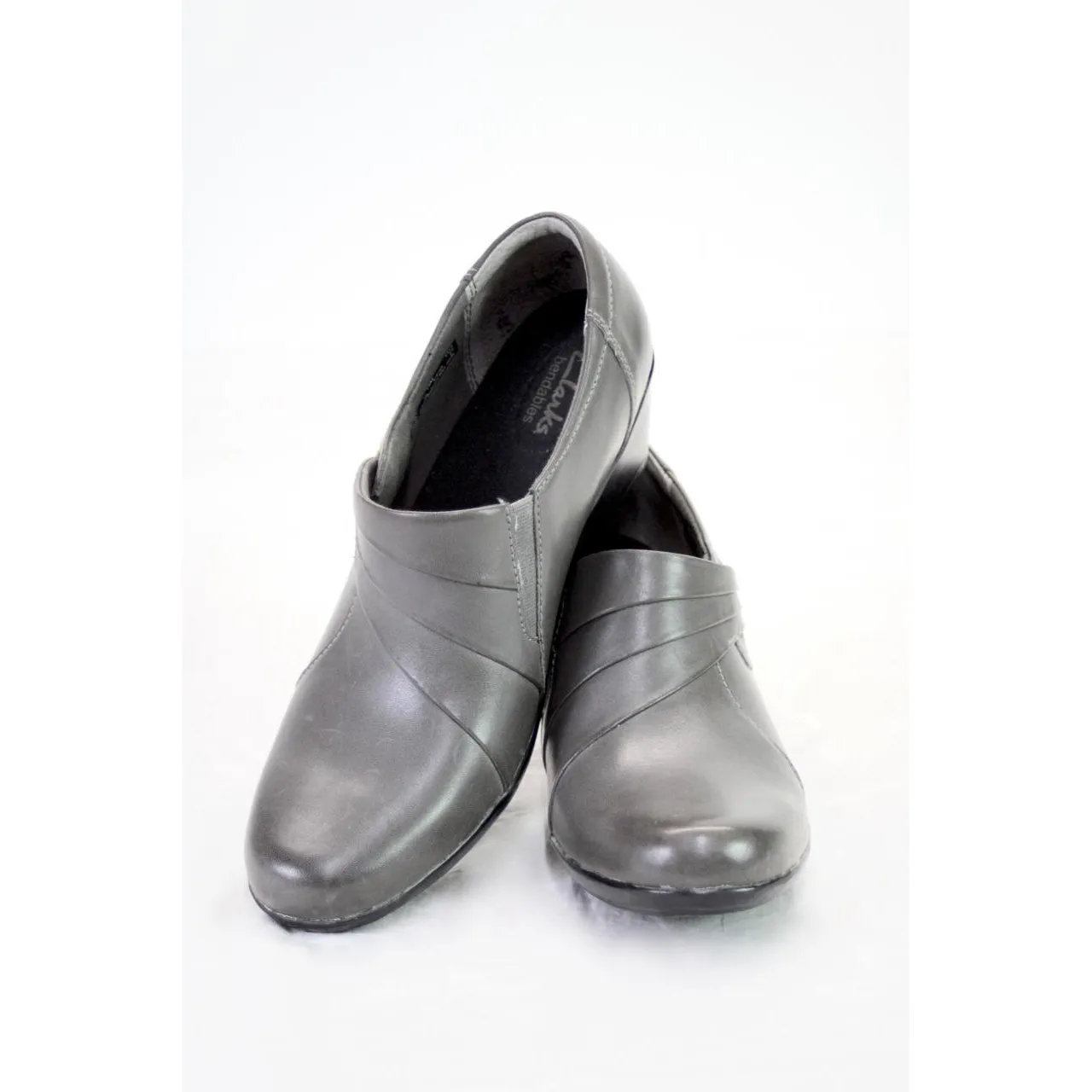 Clarks Women's Bendables Leather Slip On Heels Size 12