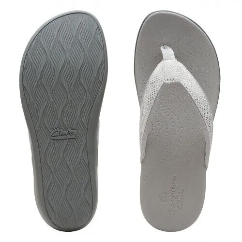 Clarks Women's Brio Sol White Snake 26150836