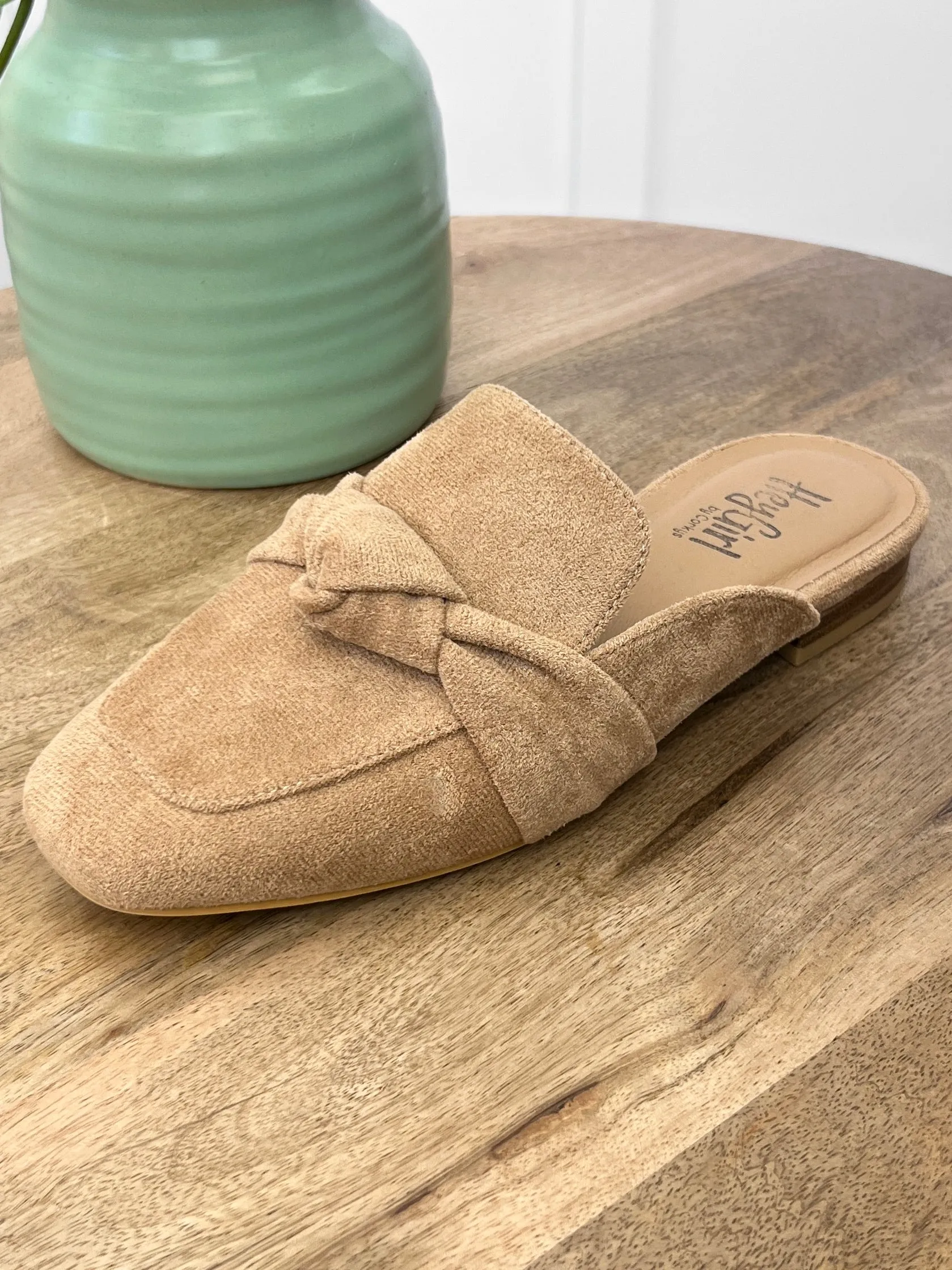 Clingy Camel Suede Corky Slip on Shoes