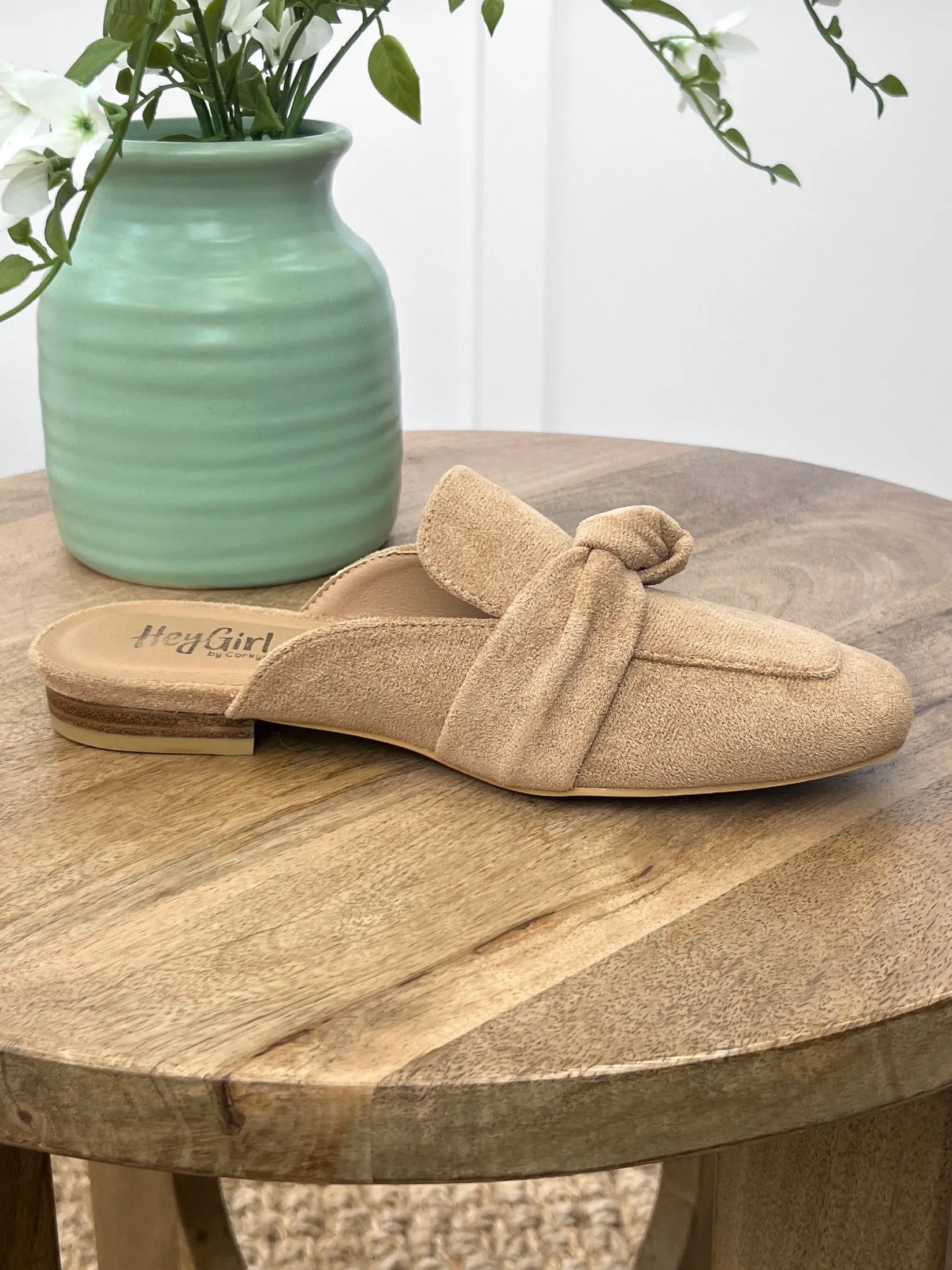 Clingy Camel Suede Corky Slip on Shoes