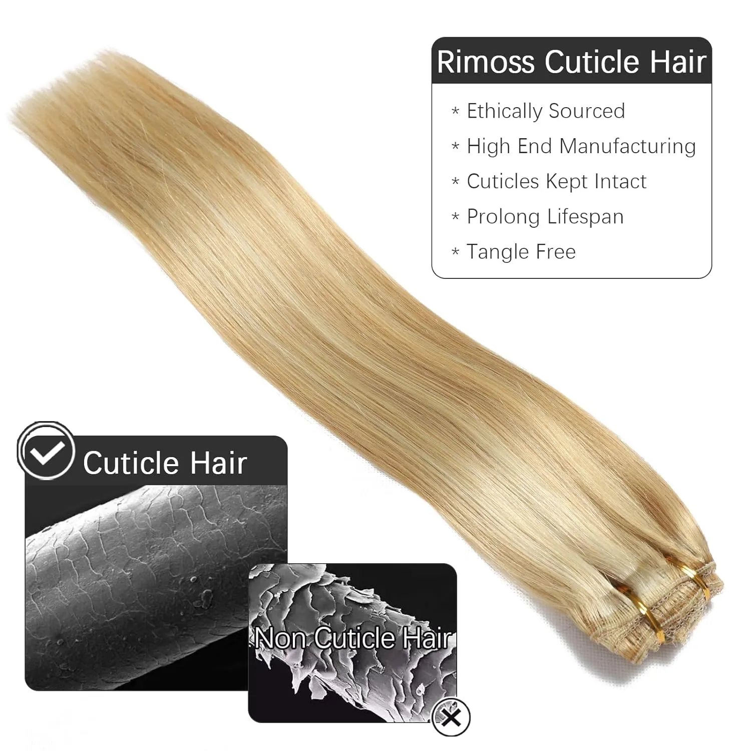 Clip in Hair Extensions Real Human Hair - 120g 22 Inch 7pcs, Dirty Blonde to Bleach Blonde Highlight - Soft Remy Hair Extensions Real Human Hair Clip ins for Women (22 Inch)