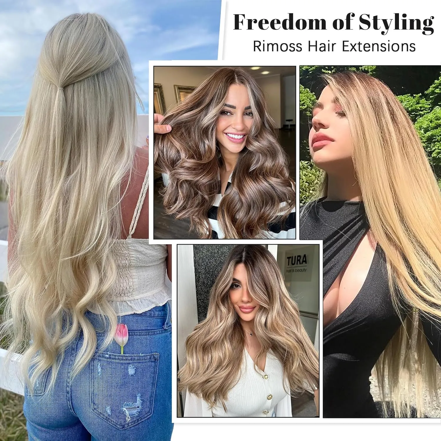 Clip in Hair Extensions Real Human Hair - 120g 22 Inch 7pcs, Dirty Blonde to Bleach Blonde Highlight - Soft Remy Hair Extensions Real Human Hair Clip ins for Women (22 Inch)