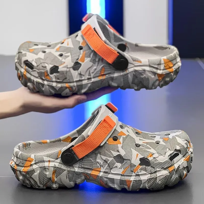 Clogs Mens Garden Shoes Summer Beach Slip Resistant Outdoor Sandals Slip-on Slippers with Adjustable Strap