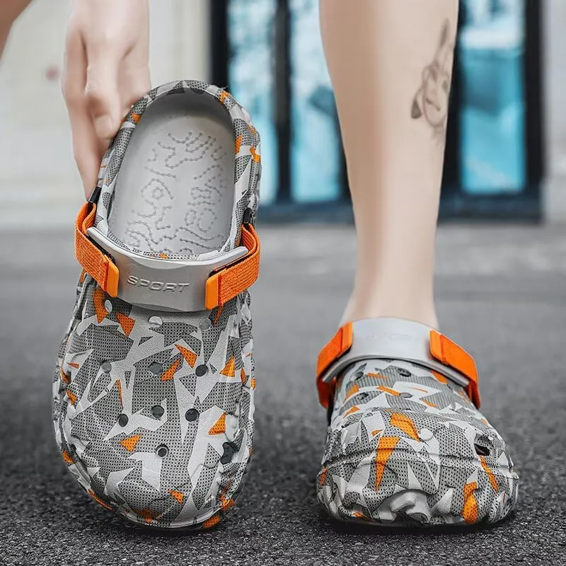 Clogs Mens Garden Shoes Summer Beach Slip Resistant Outdoor Sandals Slip-on Slippers with Adjustable Strap