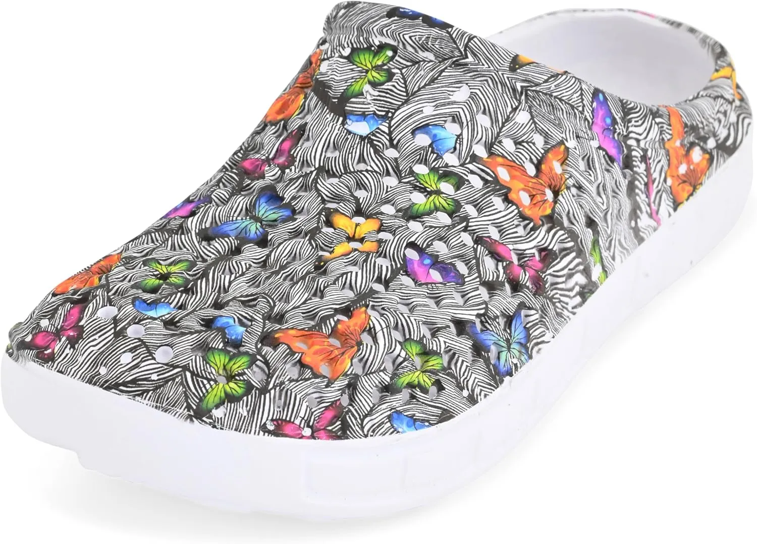 Comfort Trends Slip-On Casual Medical EVA Clogs, Colorful Butterfly Womens' Comfort Ventilated Breathable Everyday Shoes Garden EVA Clogs