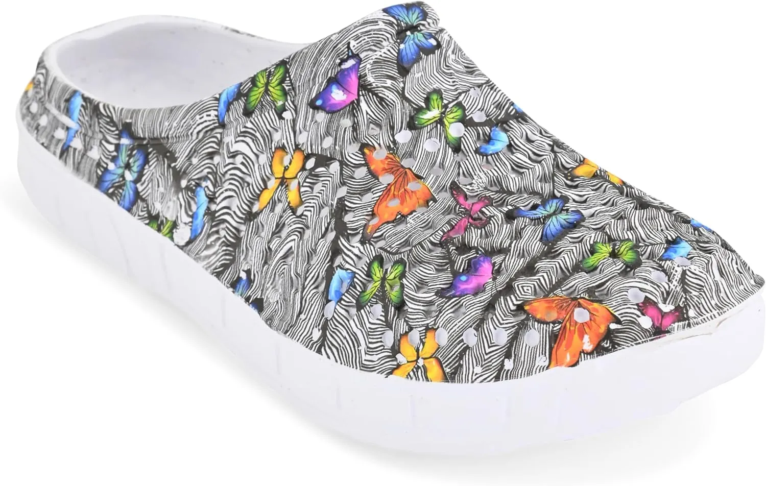 Comfort Trends Slip-On Casual Medical EVA Clogs, Colorful Butterfly Womens' Comfort Ventilated Breathable Everyday Shoes Garden EVA Clogs