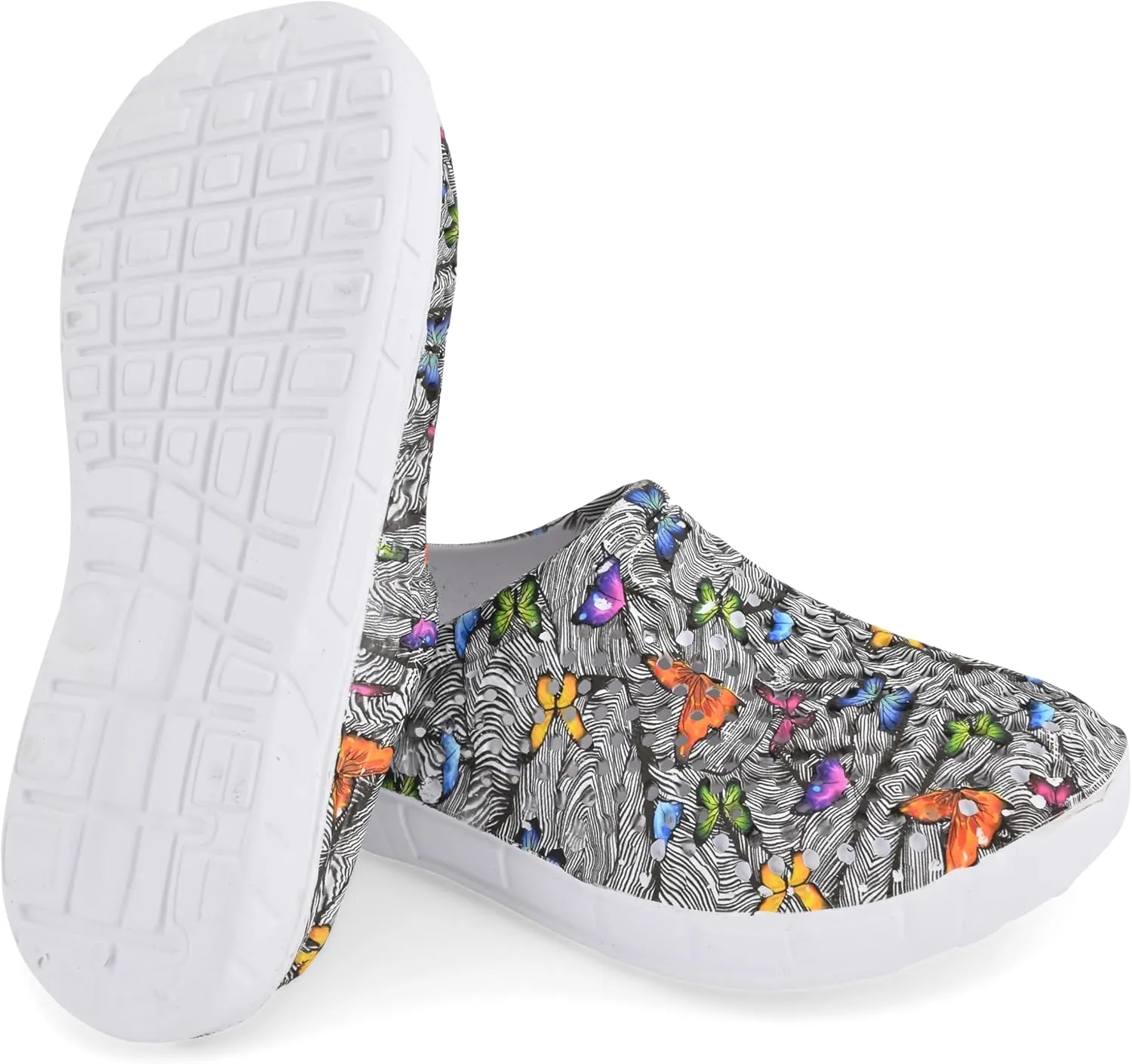 Comfort Trends Slip-On Casual Medical EVA Clogs, Colorful Butterfly Womens' Comfort Ventilated Breathable Everyday Shoes Garden EVA Clogs