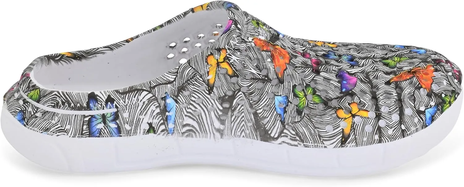 Comfort Trends Slip-On Casual Medical EVA Clogs, Colorful Butterfly Womens' Comfort Ventilated Breathable Everyday Shoes Garden EVA Clogs