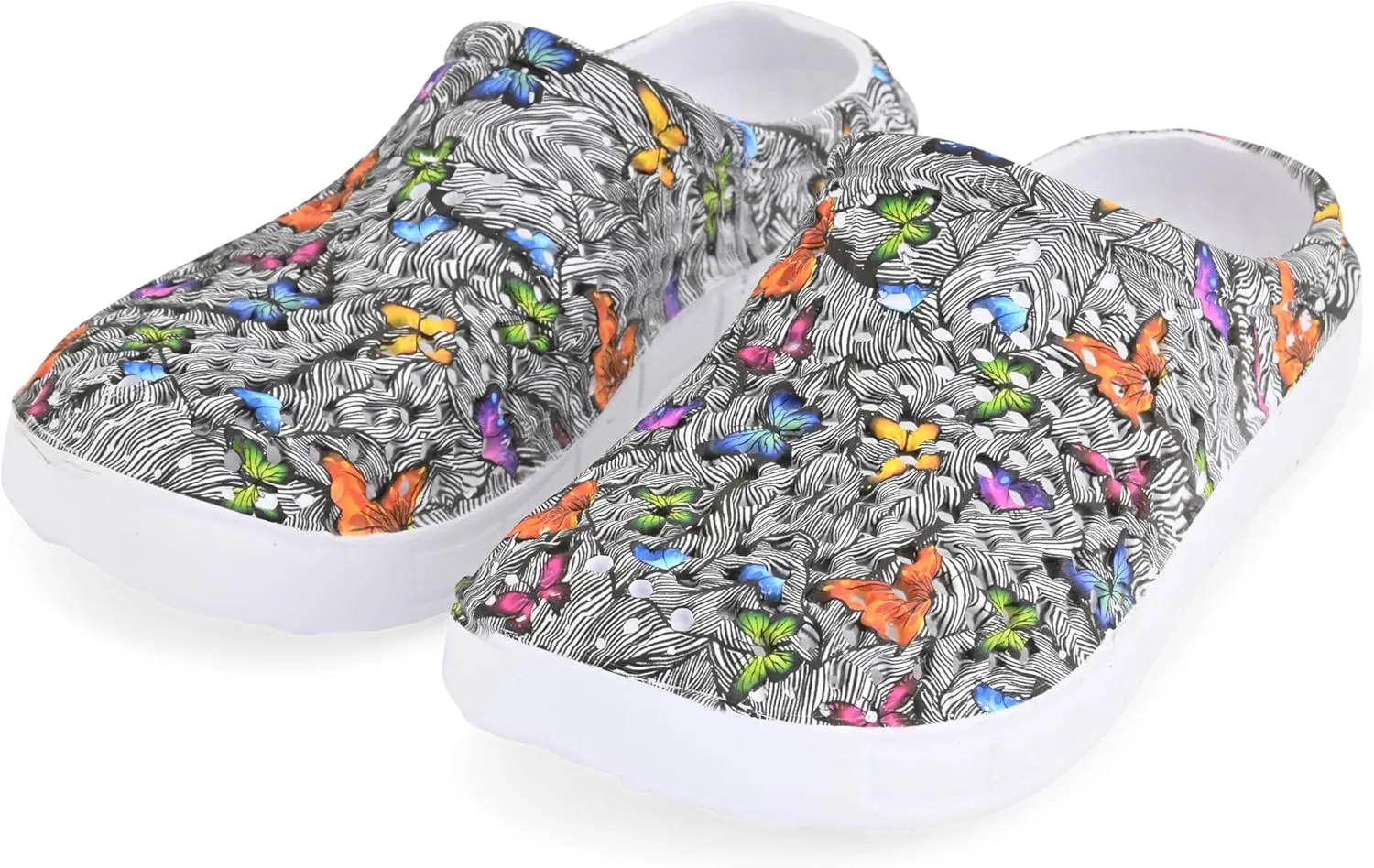 Comfort Trends Slip-On Casual Medical EVA Clogs, Colorful Butterfly Womens' Comfort Ventilated Breathable Everyday Shoes Garden EVA Clogs