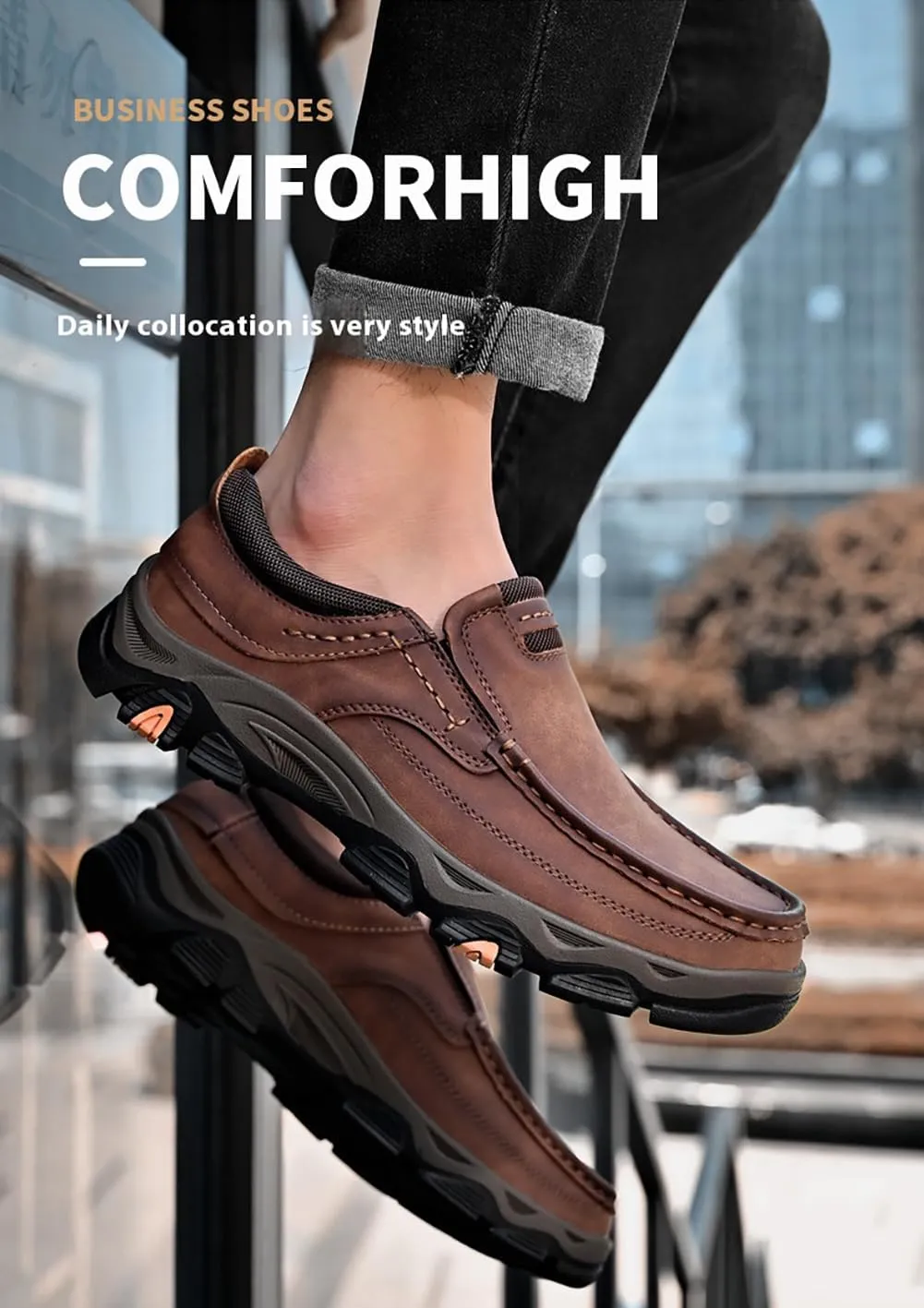Comfymore Shoes for Men, Lightweight Breathable Slip-On Loafers, Orthopedic Walking Shoes