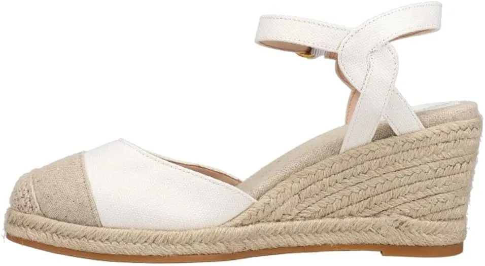 Compact Strap Act fast Sandals Wedge White Linen/Natural Cole Cap Cloudfeel Haan Ankle Toe Heeled