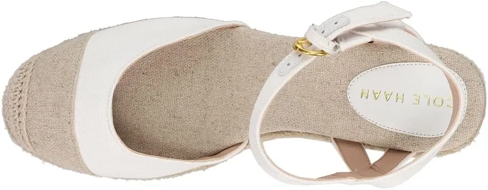Compact Strap Act fast Sandals Wedge White Linen/Natural Cole Cap Cloudfeel Haan Ankle Toe Heeled