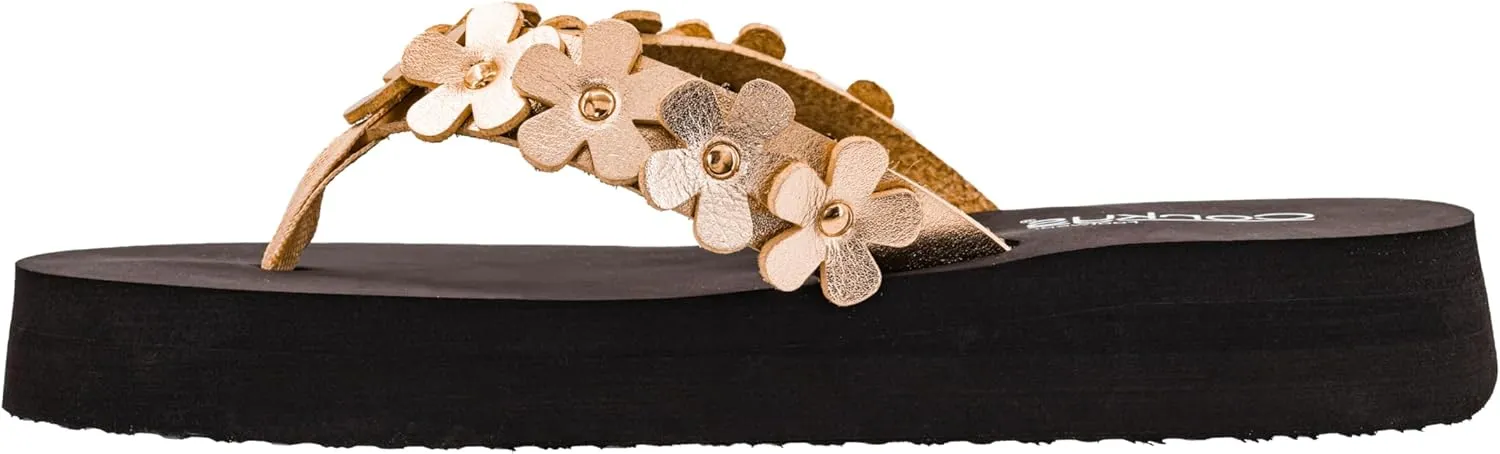 Corkys Footwear No Running Flip Flops - 'V' Strap Adorned With Flowers, Everyday Wear, Soft Footbed for All-Day Comfort, Effortless Slip-On Convenience