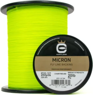 CORTLAND Micron Durable Tight Round Braid Smooth Low-Friction Finish Stretch-Resistant Virtually Tangle-Free Fly Line Backing for Freshwater & Saltwater