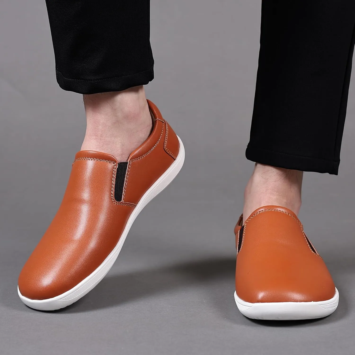 COSIDRAM Men's Casual Loafers Comfort Wide Toe Soft Daily Walking Sneakers Classic Slip On Shoes
