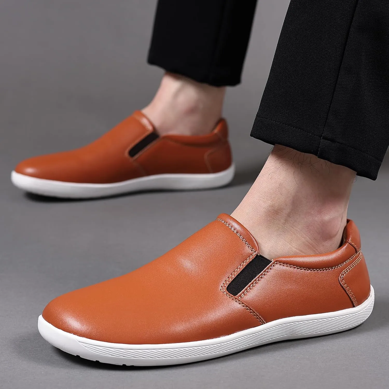 COSIDRAM Men's Casual Loafers Comfort Wide Toe Soft Daily Walking Sneakers Classic Slip On Shoes