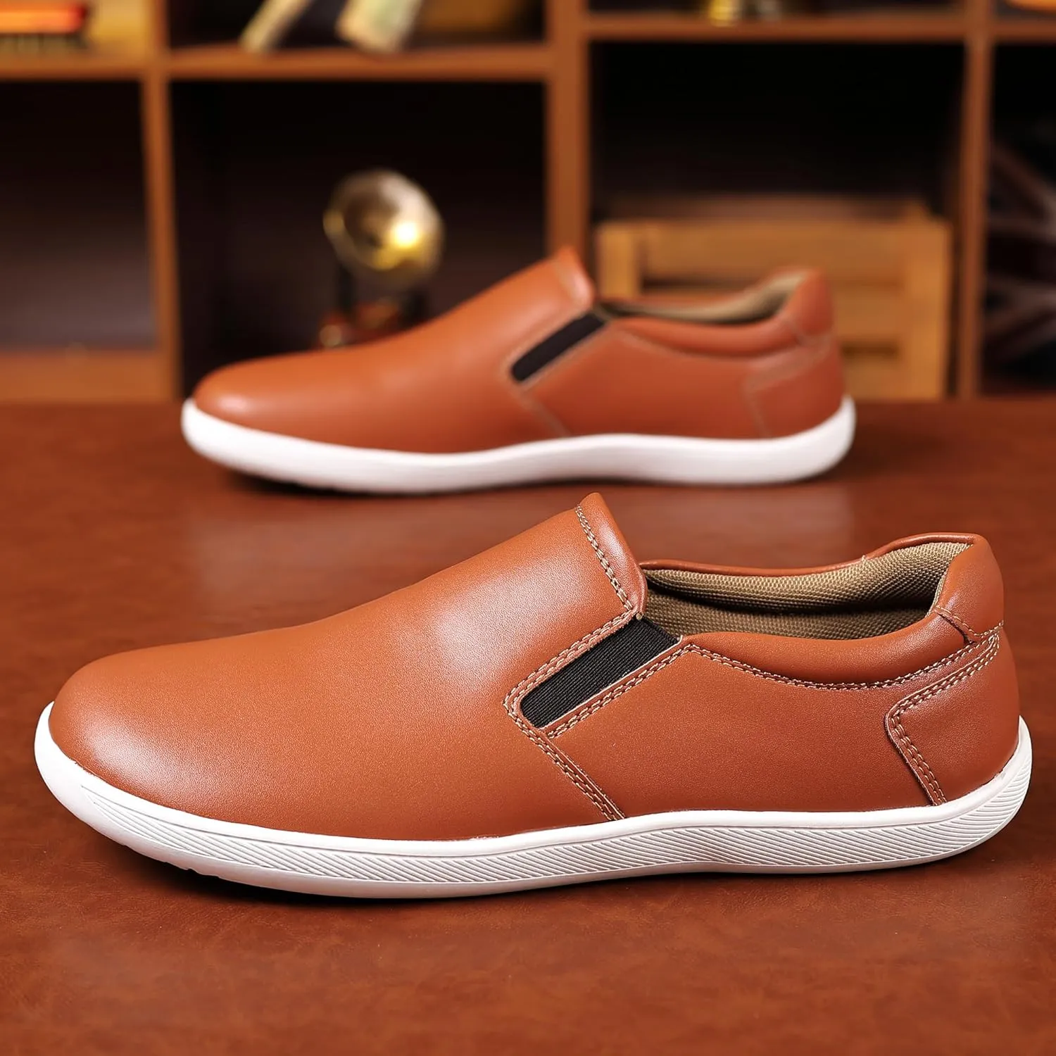 COSIDRAM Men's Casual Loafers Comfort Wide Toe Soft Daily Walking Sneakers Classic Slip On Shoes