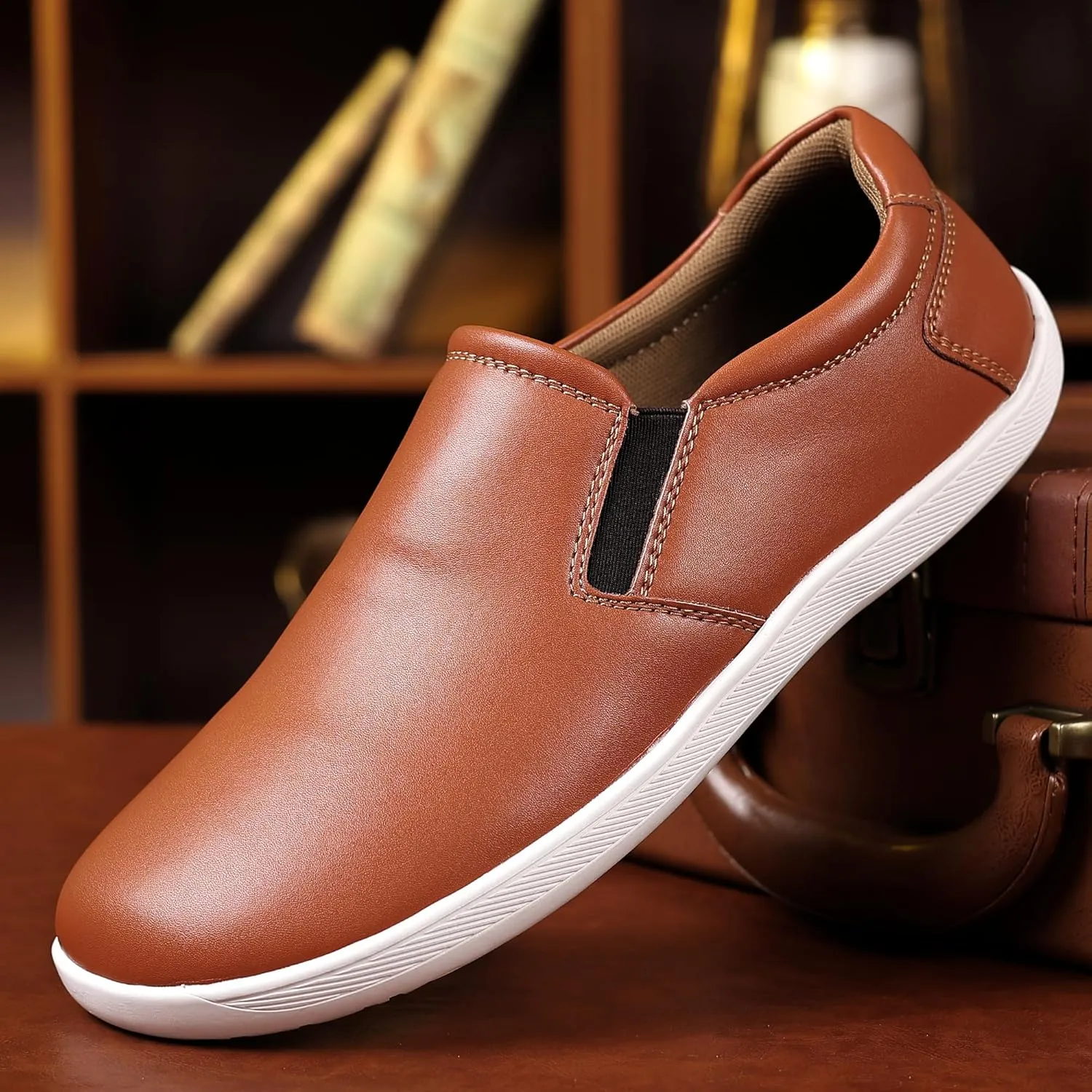 COSIDRAM Men's Casual Loafers Comfort Wide Toe Soft Daily Walking Sneakers Classic Slip On Shoes