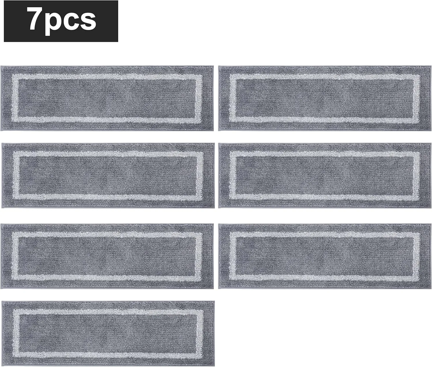 COSY HOMEER Soft Stair Treads Non-Slip Carpet Mat 28inX9in Indoor Stair Runners for Wooden Steps, Stair Rugs for Kids and Dogs, 100% Polyester TPE Backing 7pcs,Grey,Square