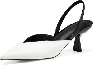Coutgo Womens Slingback Kitten Heels Closed Pointed Toe Slip on Party Work Pumps Dress Shoes