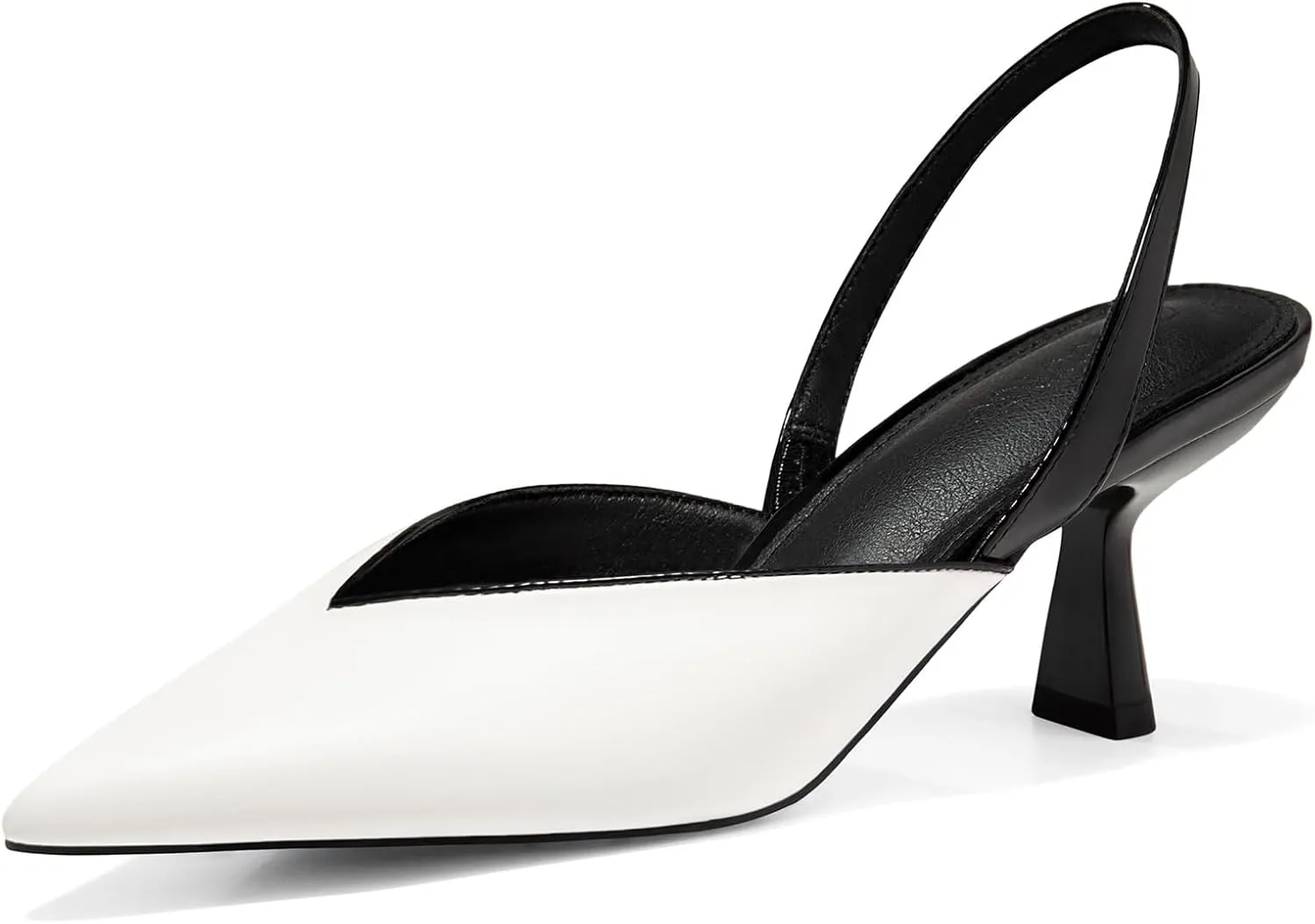 Coutgo Womens Slingback Kitten Heels Closed Pointed Toe Slip on Party Work Pumps Dress Shoes