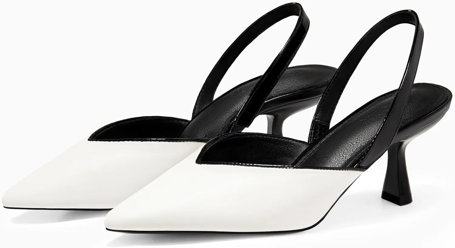 Coutgo Womens Slingback Kitten Heels Closed Pointed Toe Slip on Party Work Pumps Dress Shoes