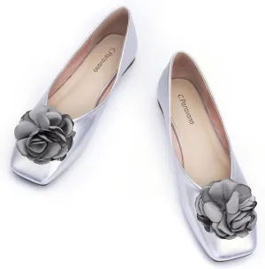 C.Paravano Ballet Flats for Women | Womens Flats Shoes | Square Toe Flats| Women's Flats | Slip On Dress Shoes | Flower Shoes