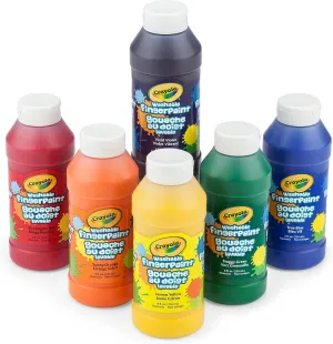 Crayola Washable Finger Paints (6ct), Toddler Paint Set, Nontoxic Finger Paint for Kids, Arts & Crafts Supplies for Toddlers, Teacher Classroom Must Have [Amazon Exclusive]