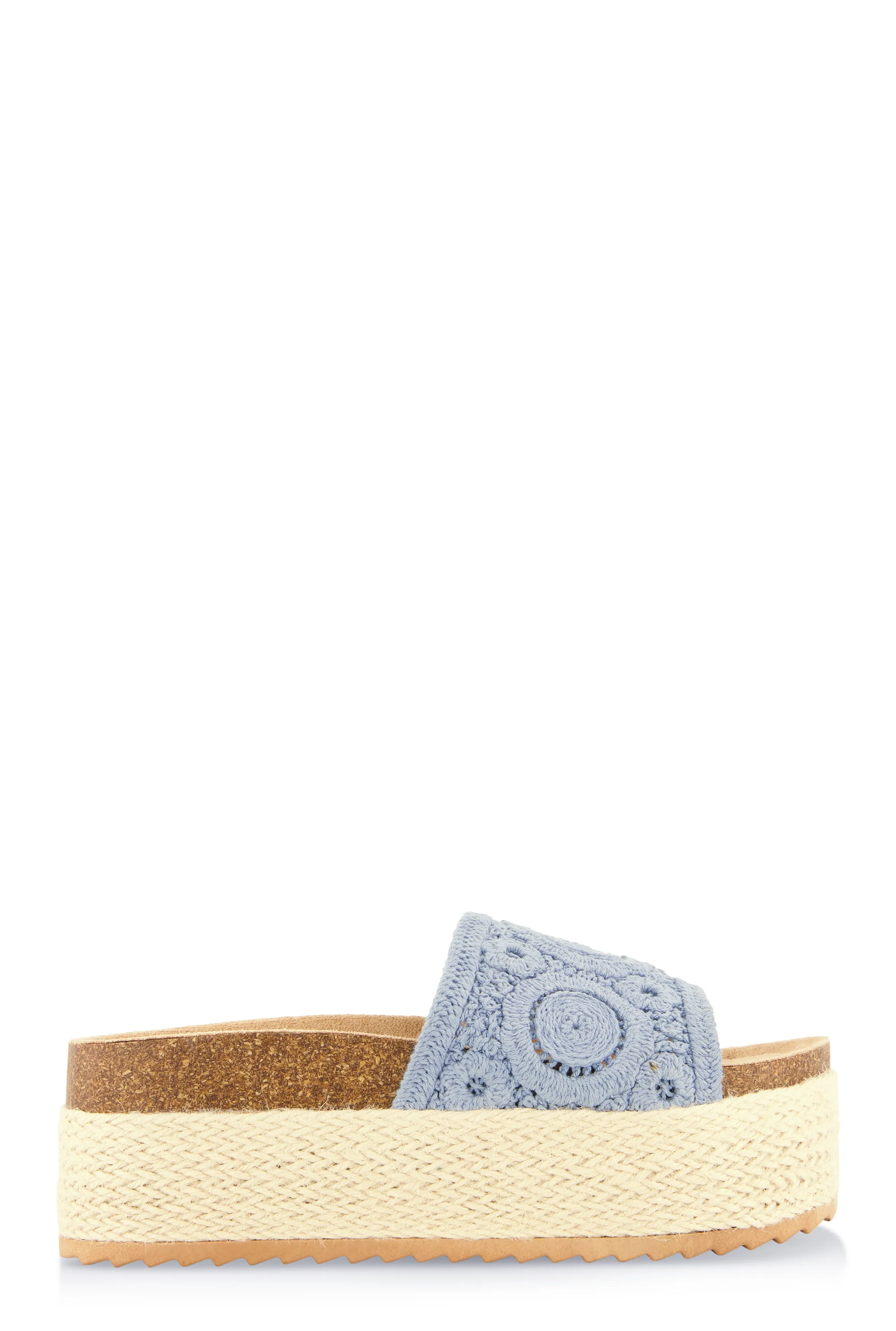 Crochet Band Platform Slide Sandals