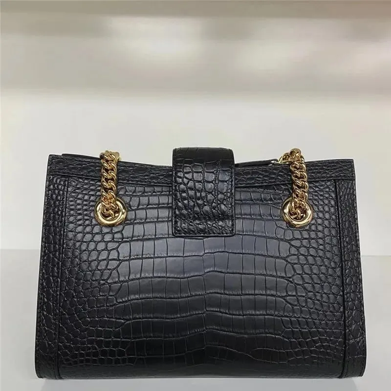 Crocodile Belly Skin Lady Gold Chain Purse Women's Flap Bag Genuine Real Alligator Leather Female Single Shoulder Bag