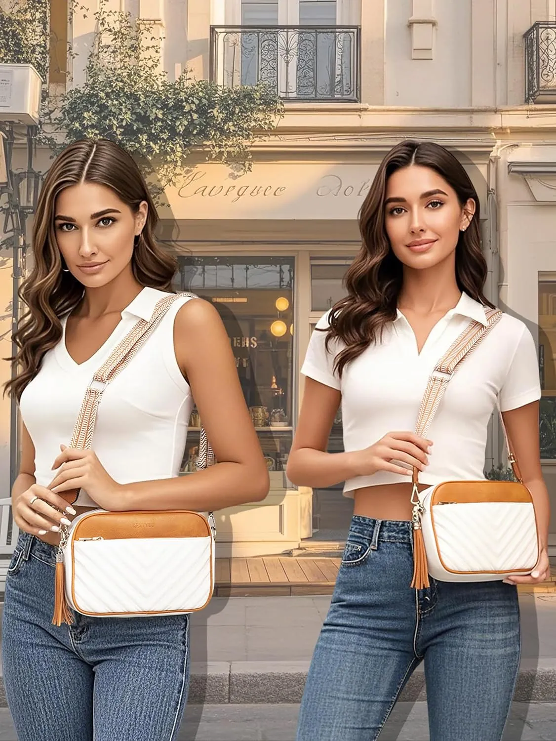 Crossbody Bags for Women Soft Leather Crossbody Purses Small Shoulder Handbags with Two Adjustable Straps