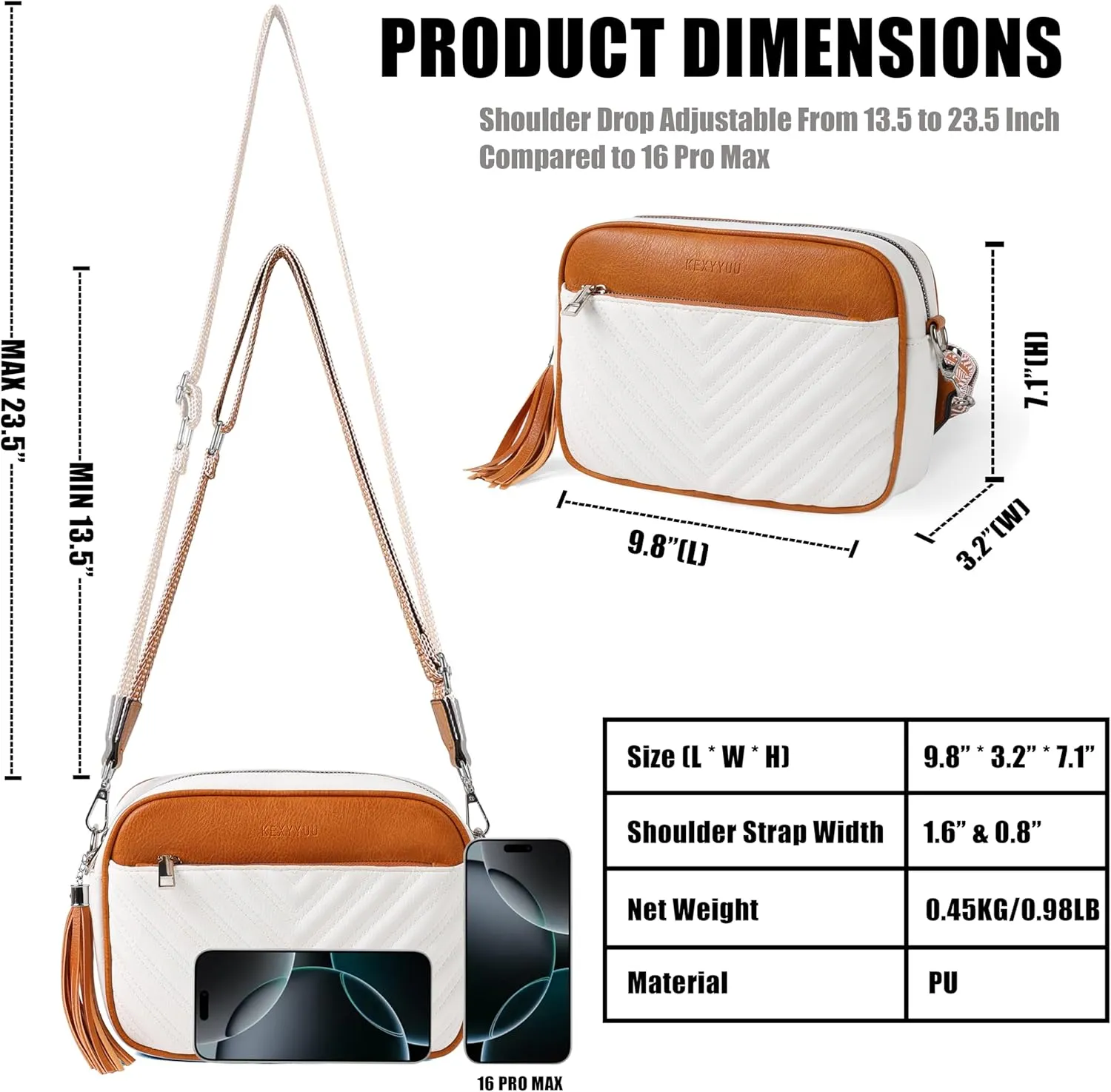 Crossbody Bags for Women Soft Leather Crossbody Purses Small Shoulder Handbags with Two Adjustable Straps
