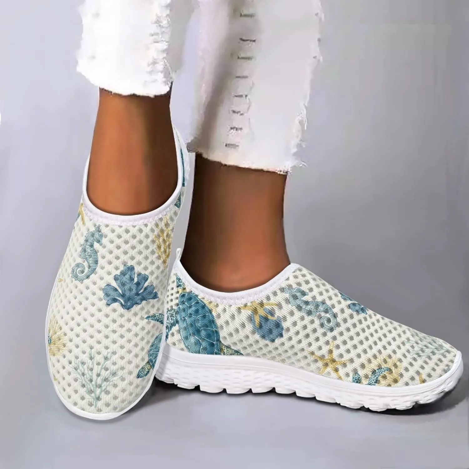 Cumagical Shoes Mesh Quick Drain Design Mens Casual Slip On Shoes