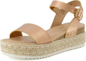 CUSHIONAIRE Melissa Espadrille Platform Sandals For Women with Adjustable Ankle Strap and Memory Foam Insole-Comfortable Womens Sandals for Summer