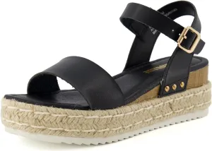 CUSHIONAIRE Melissa Espadrille Platform Sandals For Women with Adjustable Ankle Strap and Memory Foam Insole-Comfortable Womens Sandals for Summer
