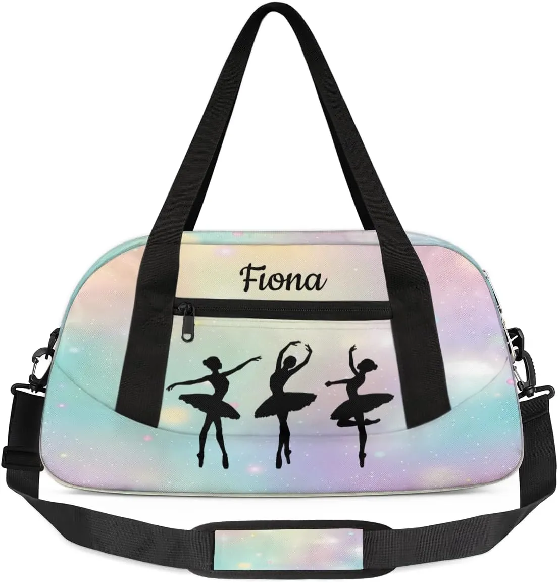 Custom Kids Sports Duffel Bag Pastel Colored Blurred Stars Ballet Personalized Dance Gym Bag for Boys Girls Lightweight Weekender Travel Duffle Cheer Bag