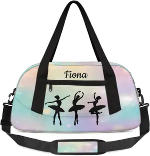 Custom Kids Sports Duffel Bag Pastel Colored Blurred Stars Ballet Personalized Dance Gym Bag for Boys Girls Lightweight Weekender Travel Duffle Cheer Bag