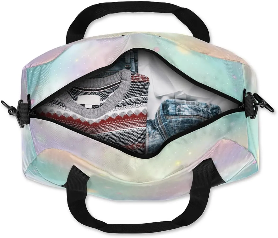 Custom Kids Sports Duffel Bag Pastel Colored Blurred Stars Ballet Personalized Dance Gym Bag for Boys Girls Lightweight Weekender Travel Duffle Cheer Bag