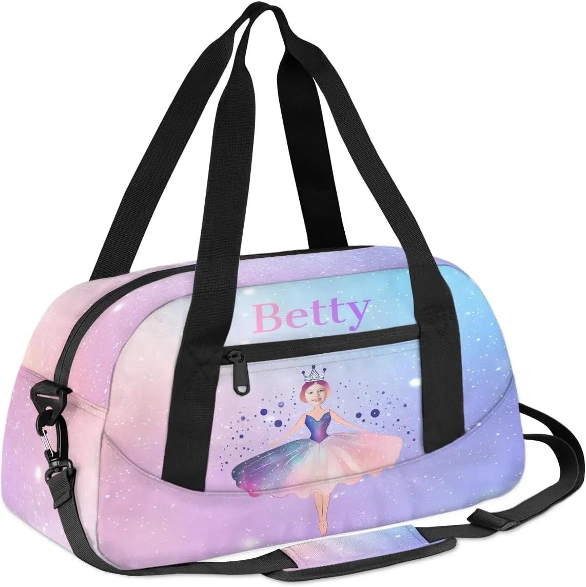 Custom Kids Sports Duffel Bag Pastel Gradient Ice Cream Ballet Girls Personalized Dance Gym Bag for Boys Girls Lightweight Weekender Travel Duffle Cheer Bag