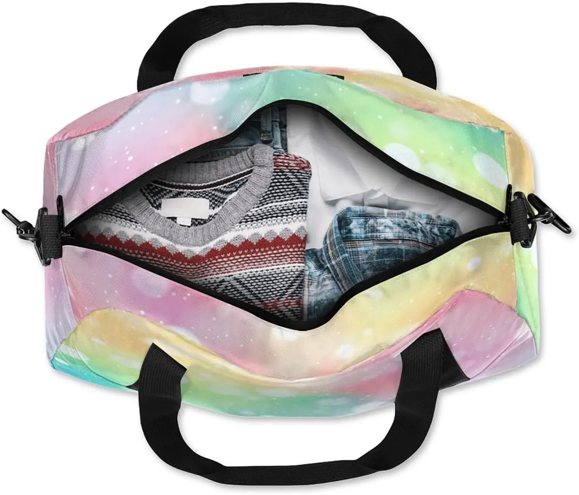 Custom Kids Sports Duffel Bag Pastel Pink Gradient Blurred Gym Personalized Dance Gym Bag for Boys Girls Lightweight Weekender Travel Duffle Cheer Bag