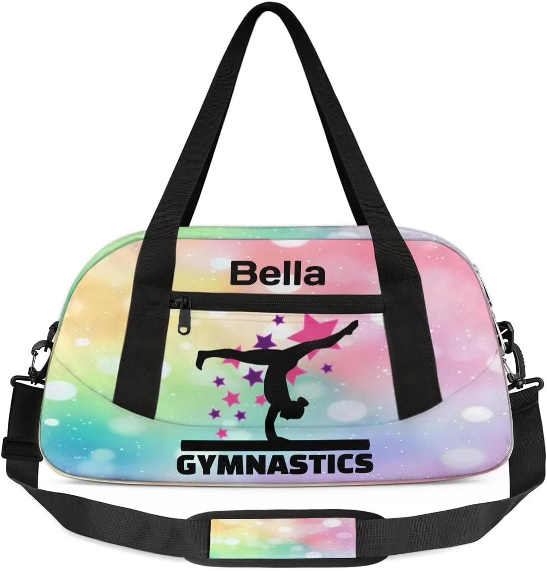 Custom Kids Sports Duffel Bag Pastel Pink Gradient Blurred Gym Personalized Dance Gym Bag for Boys Girls Lightweight Weekender Travel Duffle Cheer Bag