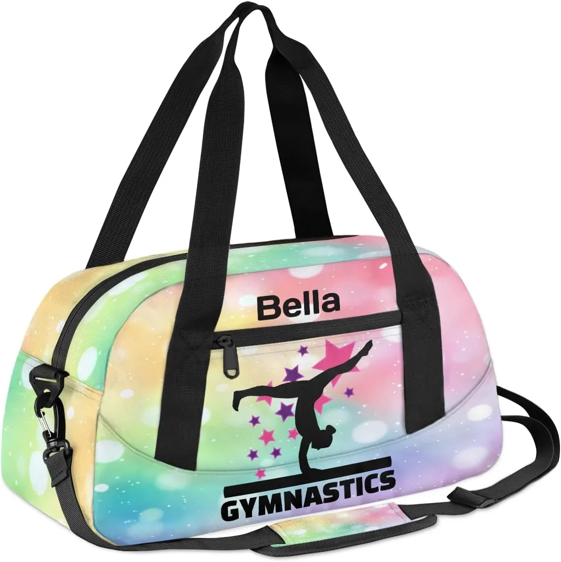 Custom Kids Sports Duffel Bag Pastel Pink Gradient Blurred Gym Personalized Dance Gym Bag for Boys Girls Lightweight Weekender Travel Duffle Cheer Bag