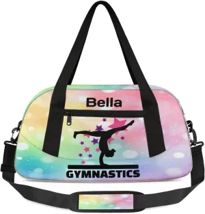 Custom Kids Sports Duffel Bag Pastel Pink Gradient Blurred Gym Personalized Dance Gym Bag for Boys Girls Lightweight Weekender Travel Duffle Cheer Bag