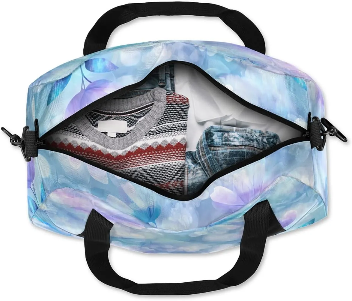 Custom Kids Sports Duffel Bag Purple Blue Bokeh Ballet Dancer Personalized Dance Gym Bag for Boys Girls Lightweight Weekender Travel Duffle Cheer Bag