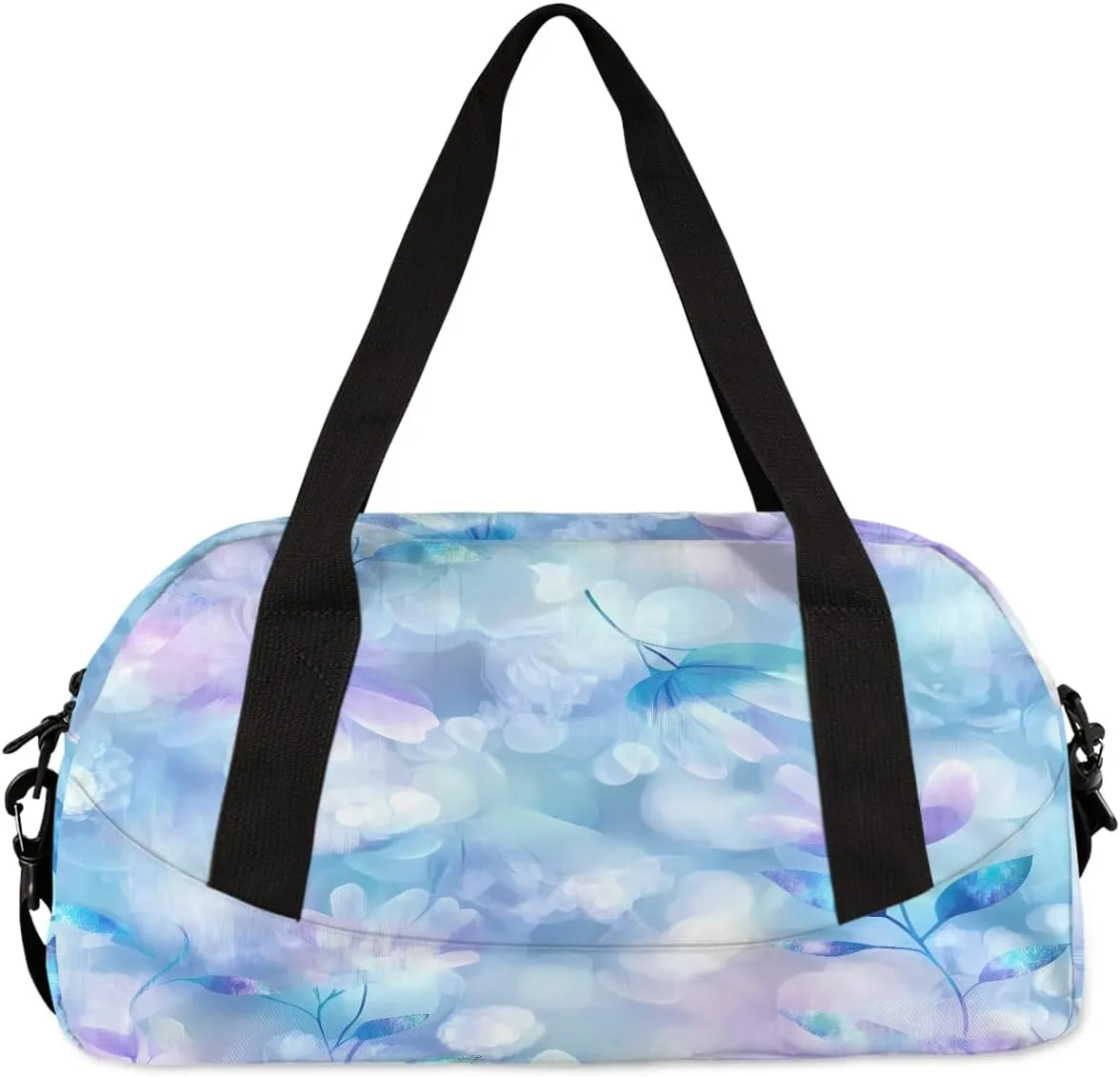 Custom Kids Sports Duffel Bag Purple Blue Bokeh Ballet Dancer Personalized Dance Gym Bag for Boys Girls Lightweight Weekender Travel Duffle Cheer Bag