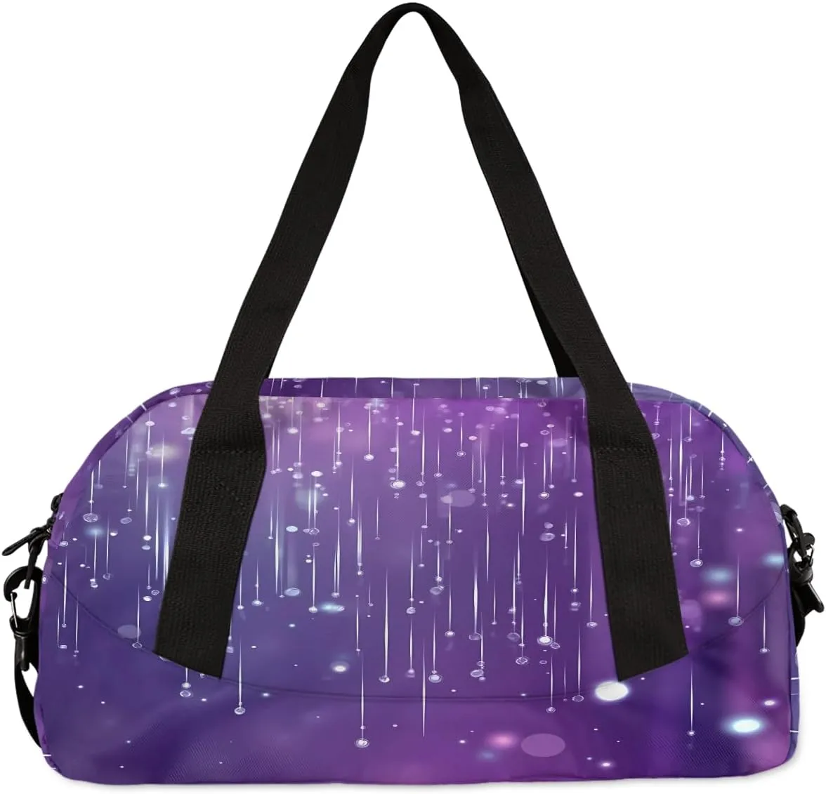 Custom Kids Sports Duffel Bag Purple Blurred Stars Rain Light Lines Gymnastics Personalized Dance Gym Bag for Boys Girls Lightweight Weekender Travel Duffle Cheer Bag