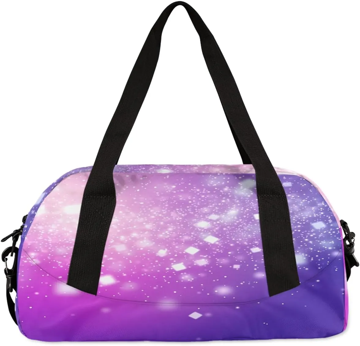 Custom Kids Sports Duffel Bag Purple Pink Gradient Gym Personalized Dance Gym Bag for Boys Girls Lightweight Weekender Travel Duffle Cheer Bag