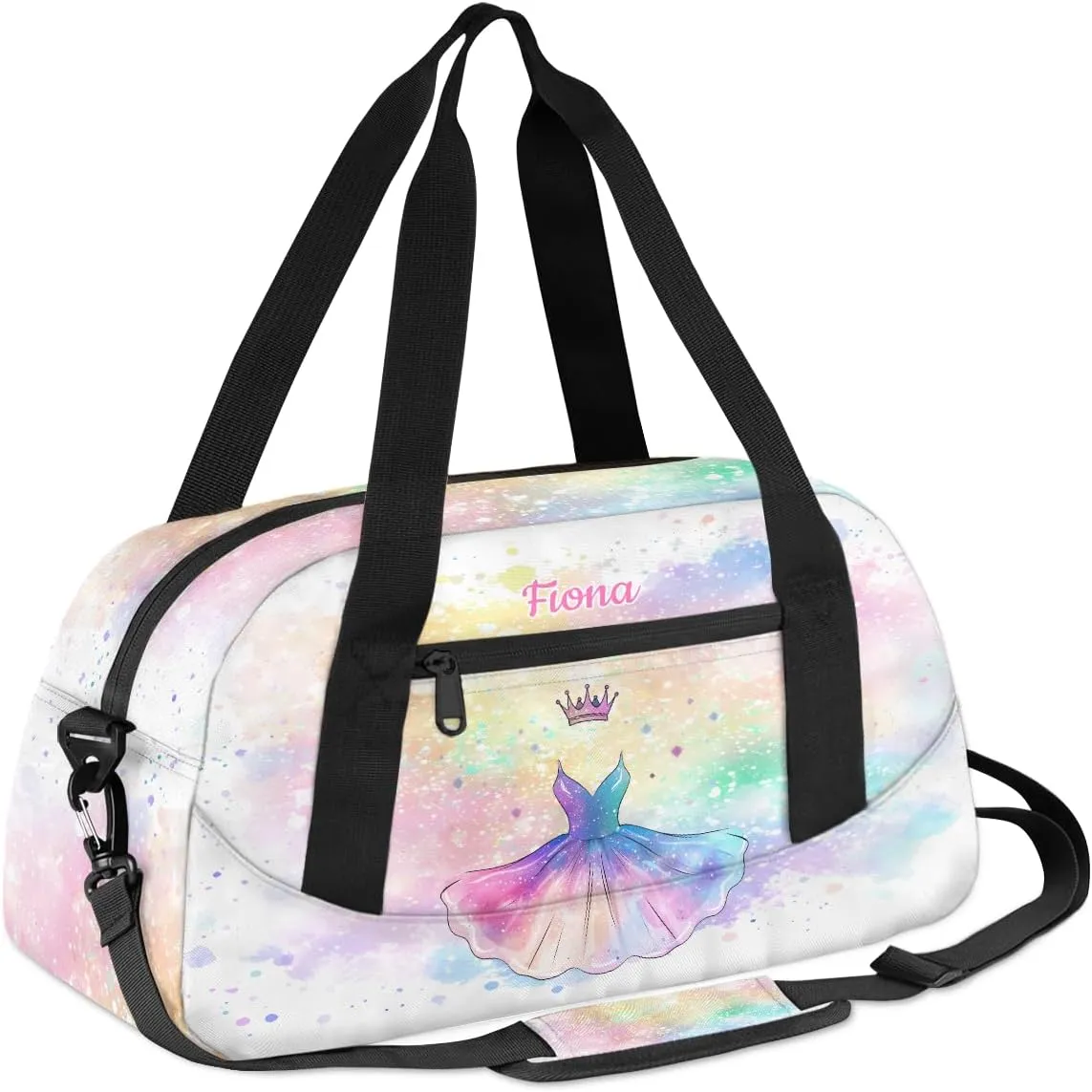 Custom Kids Sports Duffel Bag Rainbow Colored Ballet Dancer Skirts Personalized Dance Gym Bag for Boys Girls Lightweight Weekender Travel Duffle Cheer Bag