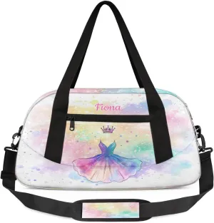 Custom Kids Sports Duffel Bag Rainbow Colored Ballet Dancer Skirts Personalized Dance Gym Bag for Boys Girls Lightweight Weekender Travel Duffle Cheer Bag