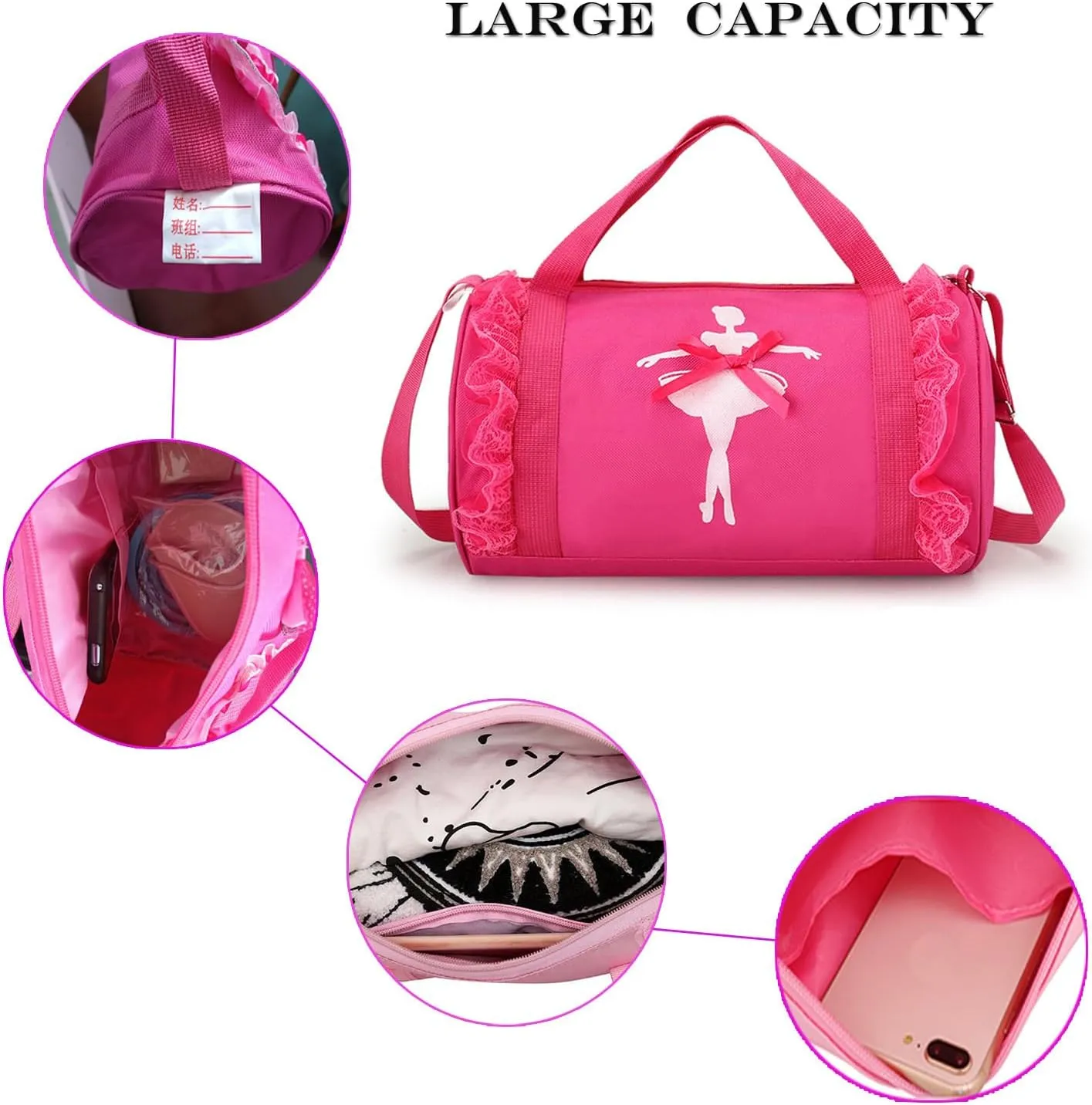 Cute Ballet Dance Backpack Tutu Dress Dance Bag Dance Bag Waterproof Small Duffle Bag Ballet Bags Gym Bag. (Rosy Red)